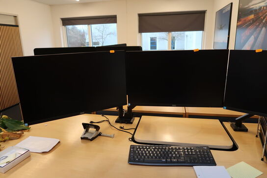 3 stk. computerskærme AOC 24B2 med tastatur, mus, computer HP EliteDesk