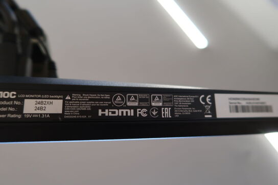 3 stk. computerskærme AOC 24B2 med tastatur, mus, computer HP EliteDesk