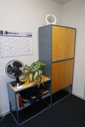 Skab/reol med indhold