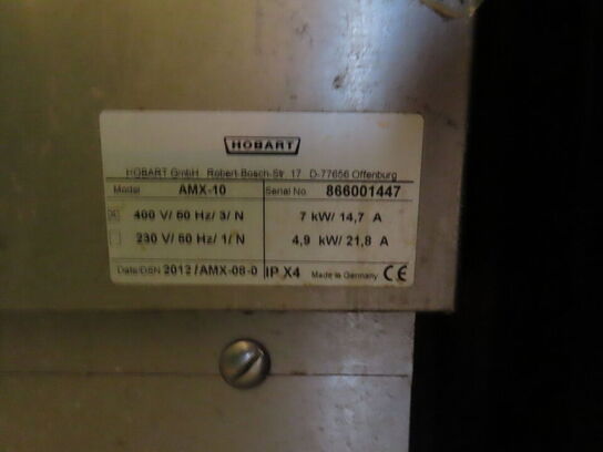 Industriopvaskemaskine, HOBART AMX-10 inkl. bord og bakker