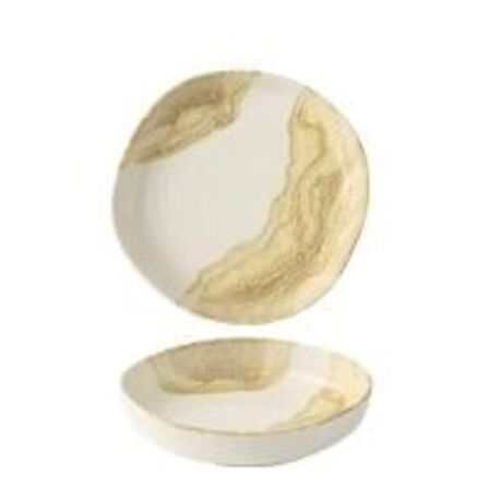 13 stk. Tallerken organisk m/kant guld 230 mm Tide Churchill
