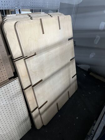 10 stk. Reoler - birke krydsfiner plader med uskæringer.