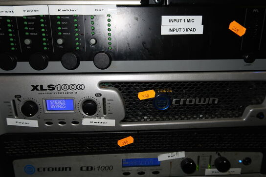 Trådløstsystem SENNHEISER, forstærker CROWN XLS 1000 m.m.