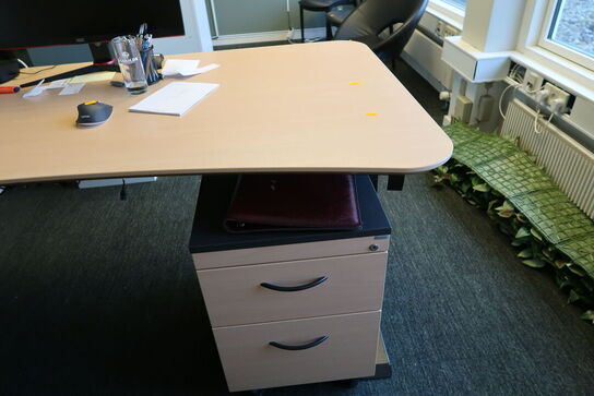 El. hæve/sænke skrivebord uden indhold med skuffemodul