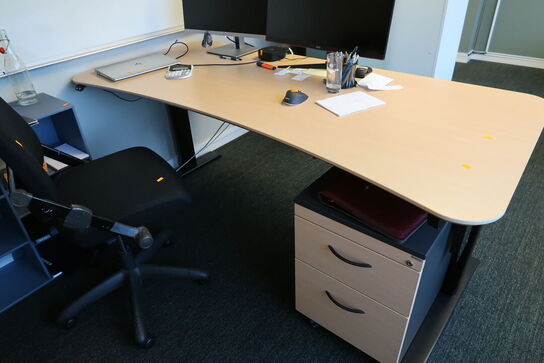 El. hæve/sænke skrivebord uden indhold med skuffemodul