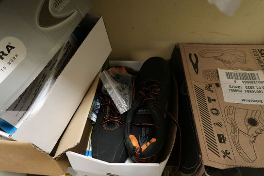 Rum med div. Værktøj, reservedele, sikkerhedssko m.m.(hilti værktøj medfølger ikke)