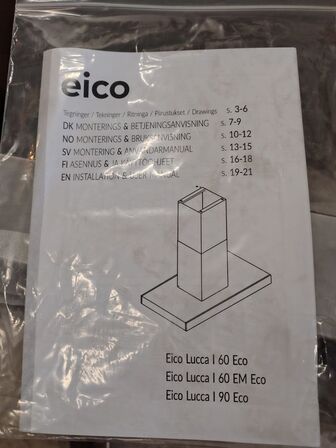 Emhætte, ubrugt EICO I 90 ECO