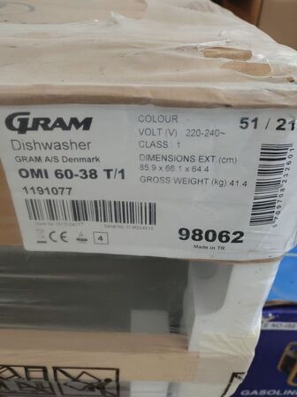 Opvaskemaskine, ubrugt  GRAM OMI 60-38 T/1