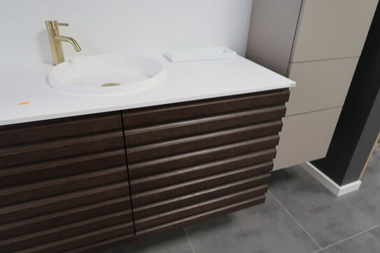 Badmøbel AUBO Oak Line, Chocoalte Sense, Varmgrå med armatur 