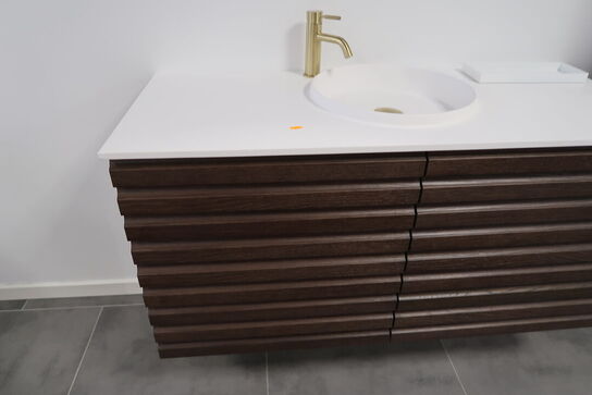 Badmøbel AUBO Oak Line, Chocoalte Sense, Varmgrå med armatur 