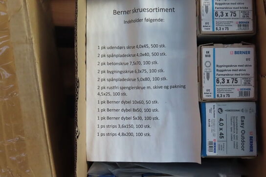 Palle med diverse skruer mv. L1 BERNER