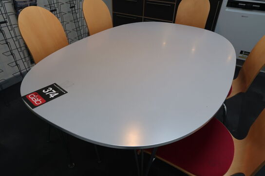 Fritz Hansen Ellipse bord med 6 stole 