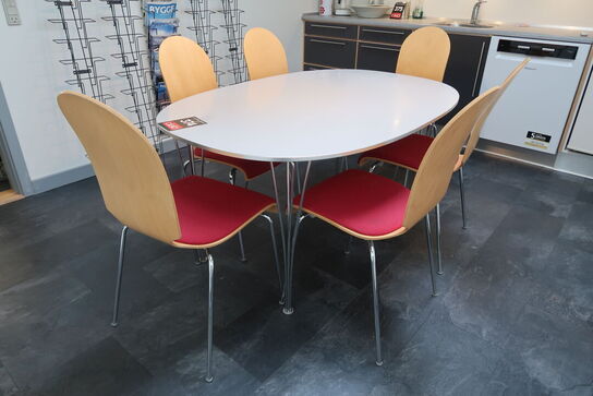 Fritz Hansen Ellipse bord med 6 stole 