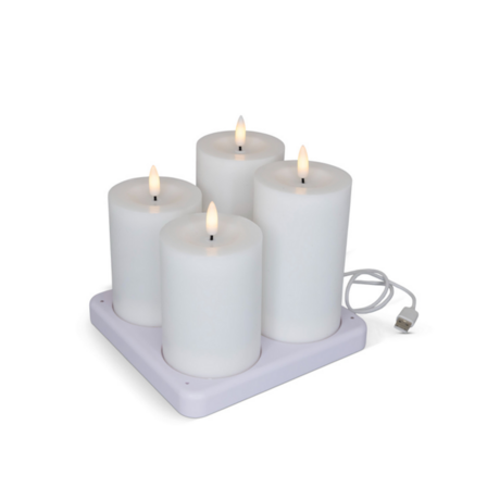 2 pk. Cozzy LED bloklys genopladelige med base 4 stk.
