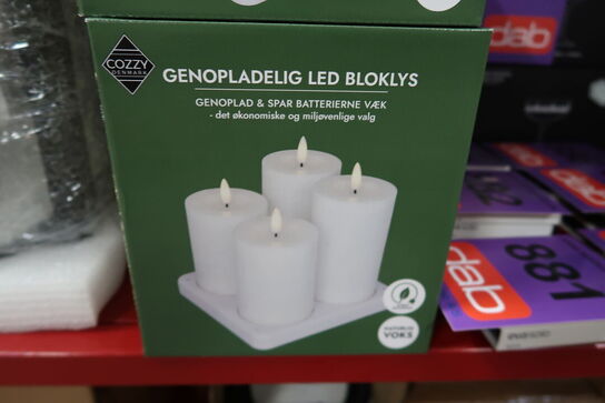 2 pk. Cozzy LED bloklys genopladelige med base 4 stk.