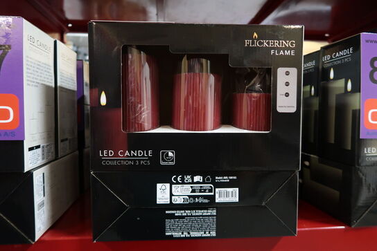 3 pk. Rød LED lys sæt af 3 stk. med riller Ø7 cm