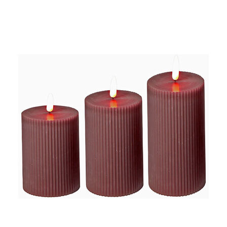 3 pk. Rød LED lys sæt af 3 stk. med riller Ø7 cm