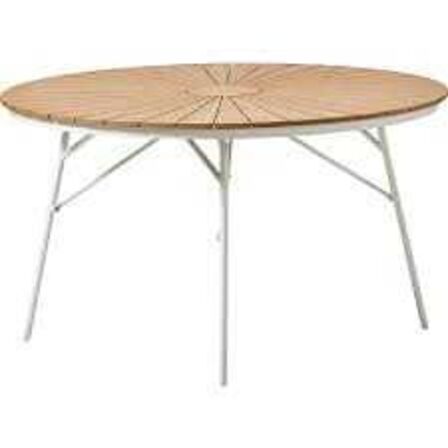 Kerteminde teak - nonwood havebord Ø130 cm, hvidt stel 