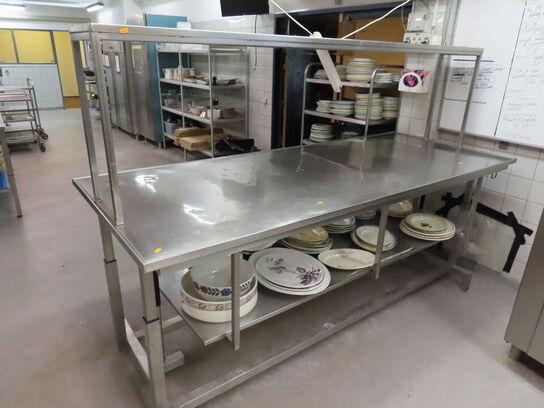 El hæve/sænke køkkenbord med hylde i rustfrit stål