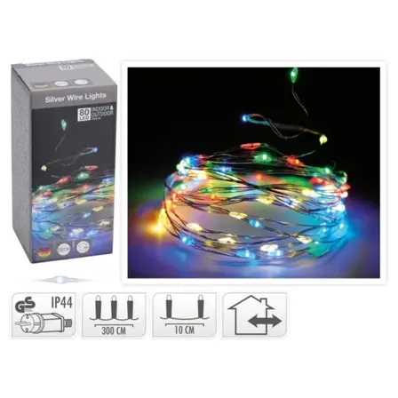 12 stk. lyskæde 80 led flerfarvet 790 cm(ubrugt)