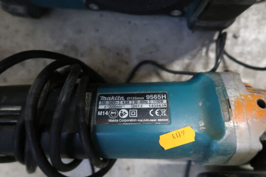 Arbejdsradio MAKITA DMR107 samt vinkelsliber MAKITA 9565H