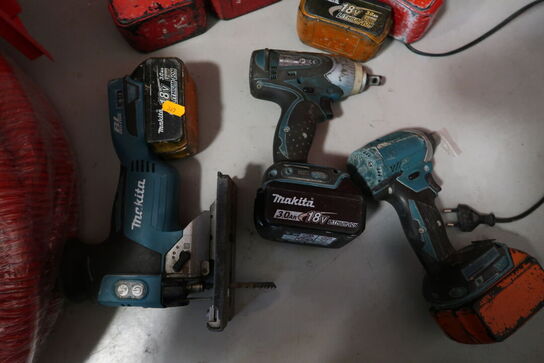 3 stk. akku håndværktøj MAKITA BTW251, DJV181 med 3 stk. batterier