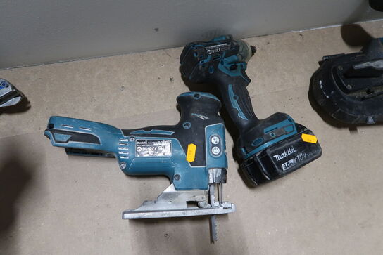 2 stk. akku håndværktøj MAKITA DJV181, DTW285 med batteri