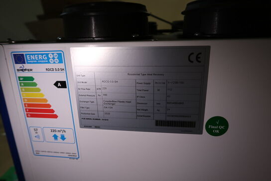 Ventilationsanlæg BROFER RDCD 3.0 SH