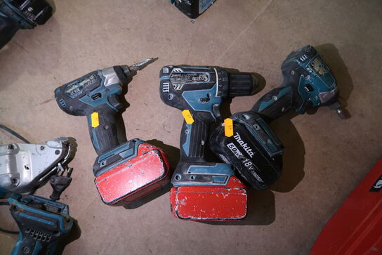 3 stk. akku håndværktøj MAKITA DDF485, DTD155 med 3 stk. batterier