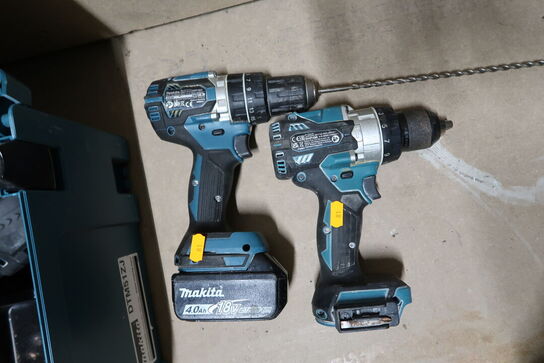 2 stk. akku håndværktøj MAKITA DHP486, DHP484 med batteri