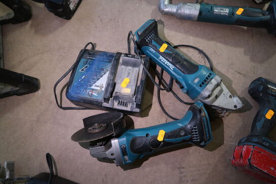 2 stk. akku håndværktøj MAKITA DGA452, DJS161 med lader