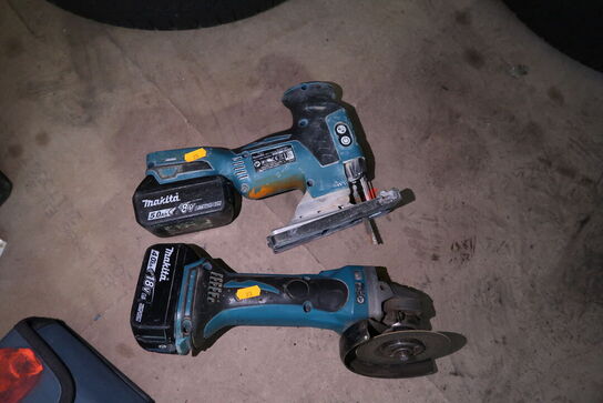 2 stk. akku håndværktøj MAKITA DJV181, BGA452 med 2 stk. batterier
