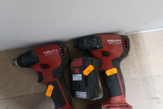 2 stk. akku håndværktøj HILTI SID 2-A12 med 3 stk. batterier