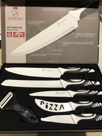 9 stk Kitchen King køkkenknivsæt 6-pak ass farver 