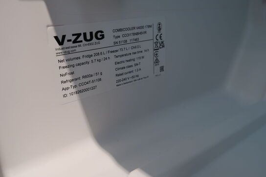 Køle/fryseskab V-ZUG Type: CCOI178NBH6VIR ModeL: SN51108 117463