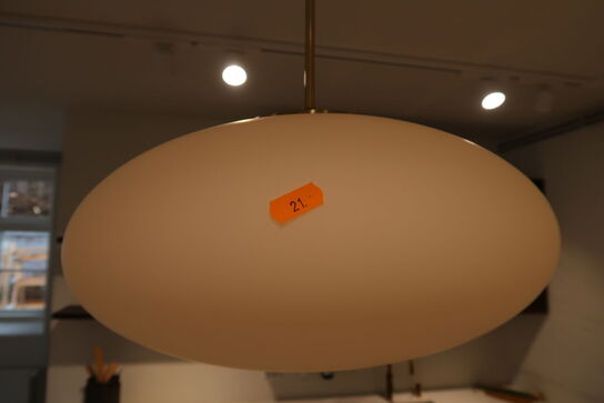 Pendellampe i glas m. messingholder