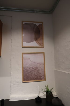 Køkkeninventar i valnød/grøn linoleum  FORM PLUS +