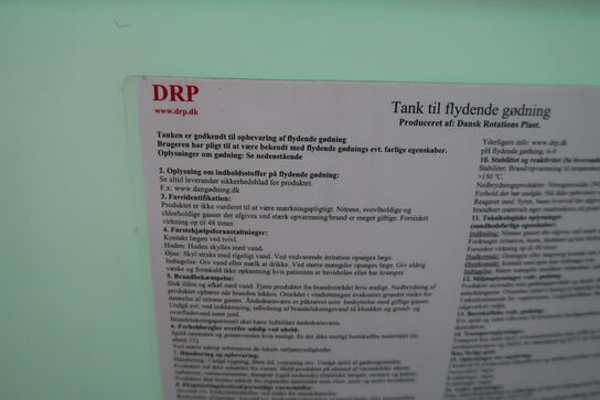 15000L tank til flydende gødning DANSK ROTATIONS PLAST med trykføler VEGABAR 14