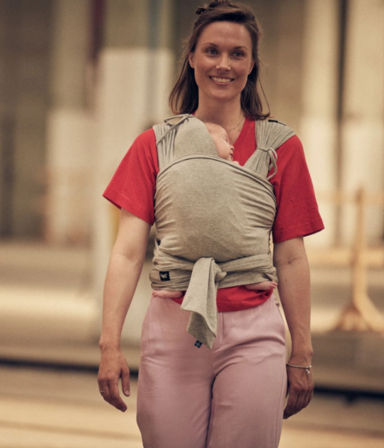 Najell Wrap Bære T-shirt / Strækvikle, Melange Grey - Str. XS