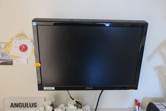 Monitor, labelprinter, tastatur, mus og printer