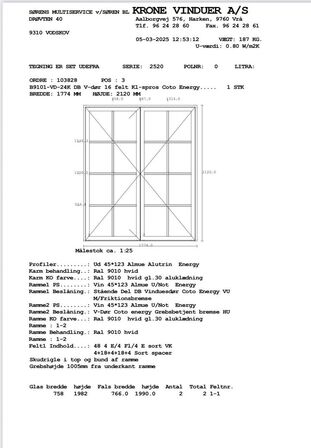 Dobbelt terassedør, Krone vinduer Træ/alu MOMSFRI