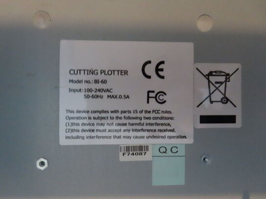 Skæreplotter, BOBCAT BI-60 m. rullerholder