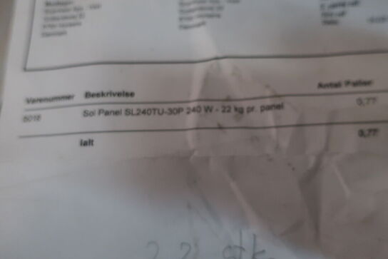 23 stk. solcellepaneler SL240TU-30P 240 W