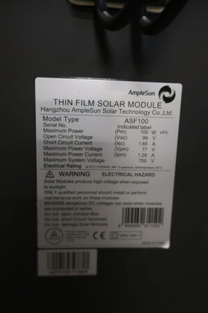 18 stk. solcellepaneler AMPLESUN ASF100