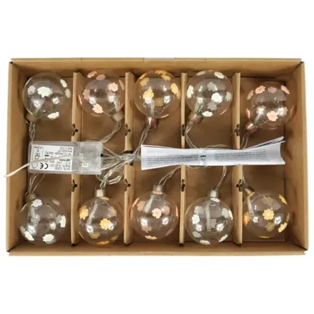 10 stk. lyskæde 10 led batteridrevet 320 cm assorteret(ubrugt)