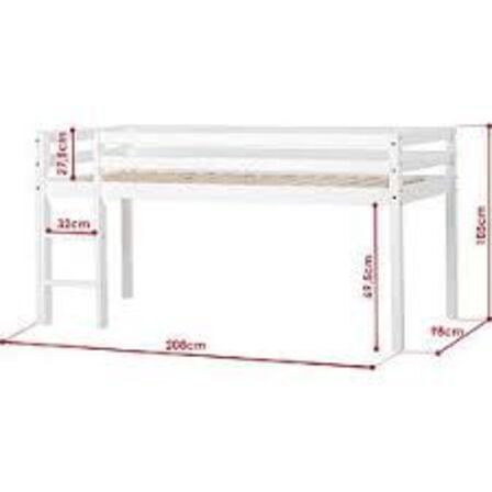Spiloppe juniorseng med madras halvhøj 90x200 cm Hvid 