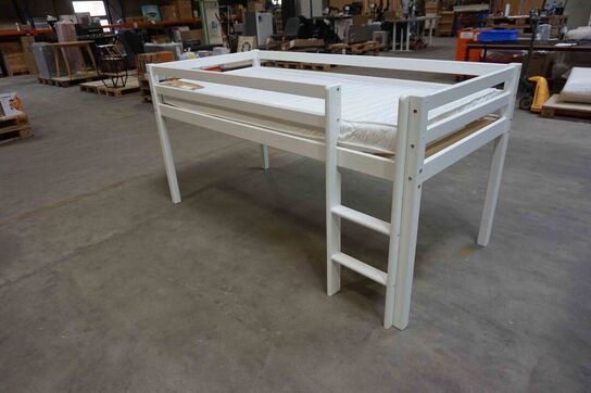 Spiloppe juniorseng med madras halvhøj 90x200 cm Hvid 