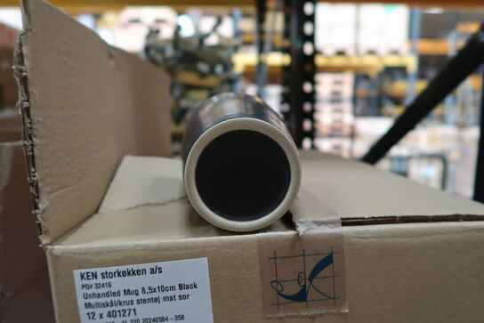 12 stk. Multiskål/krus stentøj mat sort 85 mm Rustik