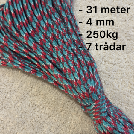 15 stk. Faldskærmsliner 550, 31 meter, Koral