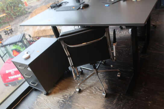 Elhæve/sænkebord HOLMRIS B8 - 160x80 cm inkl. kontorstol og skuffedarium